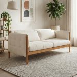MICO 3 Seater Wooden Sofa-Light Walnut - Image 2