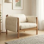 MICO 1 Seater Wooden Sofa-Light Walnut - Image 2