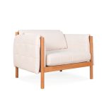 MICO 1 Seater Wooden Sofa-Light Walnut - Image 5