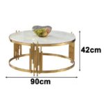 MILLER D90cm Marbler Top Round Coffee Table-Gold - Image 2