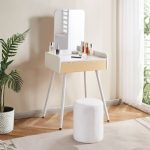 MORTISE 60cm Compact Dressing Table With Mirror-White - Image 2