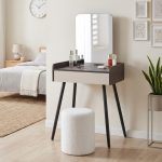 MORTISE 60cm Compact Dressing Table With Mirror-Walnut - Image 2