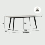 NETO 160+40cm Extension Dining Table-Grey - Image 3
