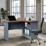 OLSEN 120cm L Shaped Working Desk-Grey - Image 2