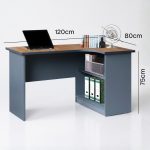 OLSEN 120cm L Shaped Working Desk-Grey - Image 3