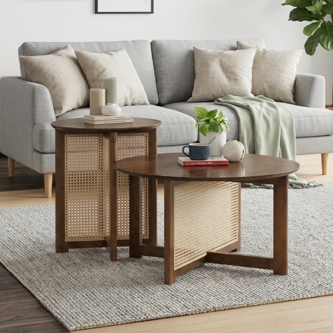 ORIN WAL-1 ORING D80cm Round Coffee Table-Walnut - Image 1