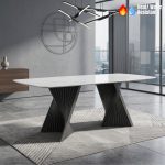 PACE 160cm Boat Shaped Crystal Marble Dining Table