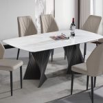 PACE 160cm Boat Shaped Crystal Marble Dining Table - Image 2