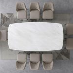 FLARE 160cm Boat Shaped Crystal Marble Dining Table - Image 4