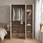 PANTON 3 Door 3 Drawers Wardrobe-White - Image 4