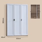 PANTON 3 Door 3 Drawers Wardrobe-White - Image 5