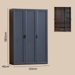 PANTON 3 Door 3 Drawers Wardrobe-Grey - Image 4