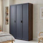 PANTON 3 Door 3 Drawers Wardrobe-Grey - Image 2