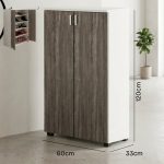 CITRINE 2 Door Shoe Cabinet-White+Grey Oak - Image 4