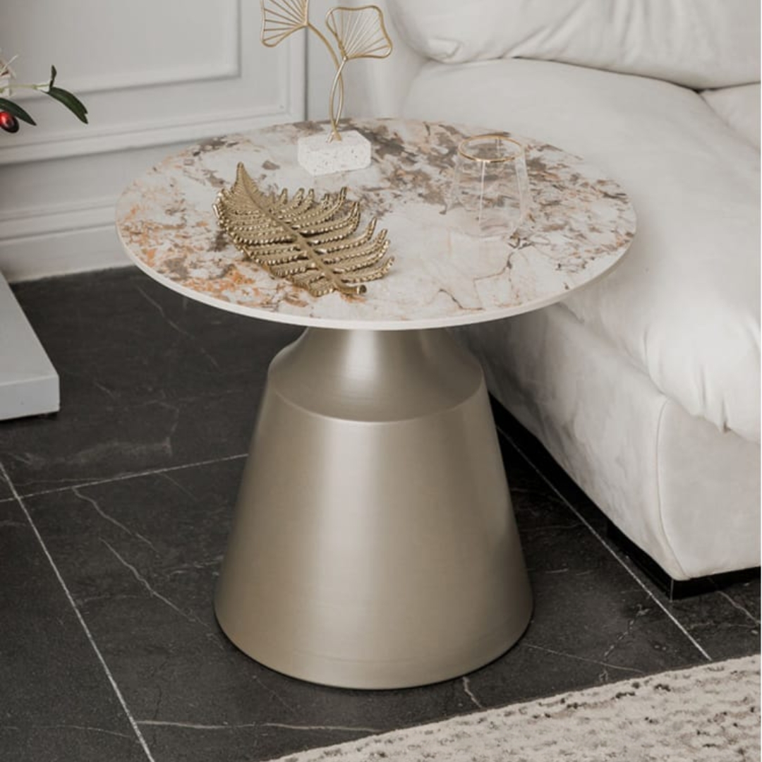 POBEGA CHAMPAGNE-1 POBEGA Sintered Stone Top Side Table-Champagne - Image 1