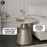 POBEGA Sintered Stone Top Side Table-Champagne - Image 5