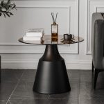 POBEGA Tempered Glasstop Side Table-Black