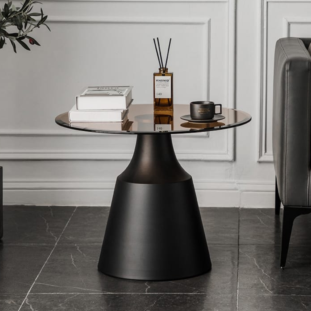 POBEGA ST-1 POBEGA Tempered Glasstop Side Table-Black - Image 1