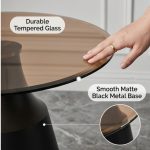 POBEGA Tempered Glasstop Side Table-Black - Image 2