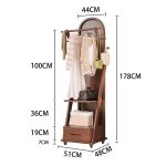 RIPPLE Wooden Standing Mirror With Garment Storage-Walnut - Image 5