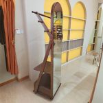 RIPPLE Wooden Standing Mirror With Garment Storage-Walnut - Image 4