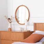 ROMEO D56 Wooden Frame Hanging Mirror-Light Walnut - Image 2