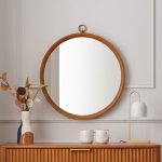 ROMEO D56 Wooden Frame Hanging Mirror-Light Walnut