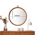 ROMEO D56 Wooden Frame Hanging Mirror-Light Walnut - Image 4