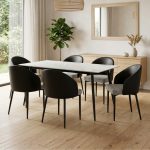 ROSOM 6 Seater Sintered Stone Dining Set-3 Colors
