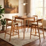 RUBUS 4 Seater Bar Set-Light Walnut - Image 2