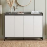 DOWEL 120cm 4 Door Shoe Cabinet-Grey+White