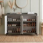 DOWEL 120cm 4 Door Shoe Cabinet-Grey+White - Image 2