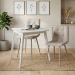 STELLA 2 Seater Triangle Dining Set-White Wash - Image 2
