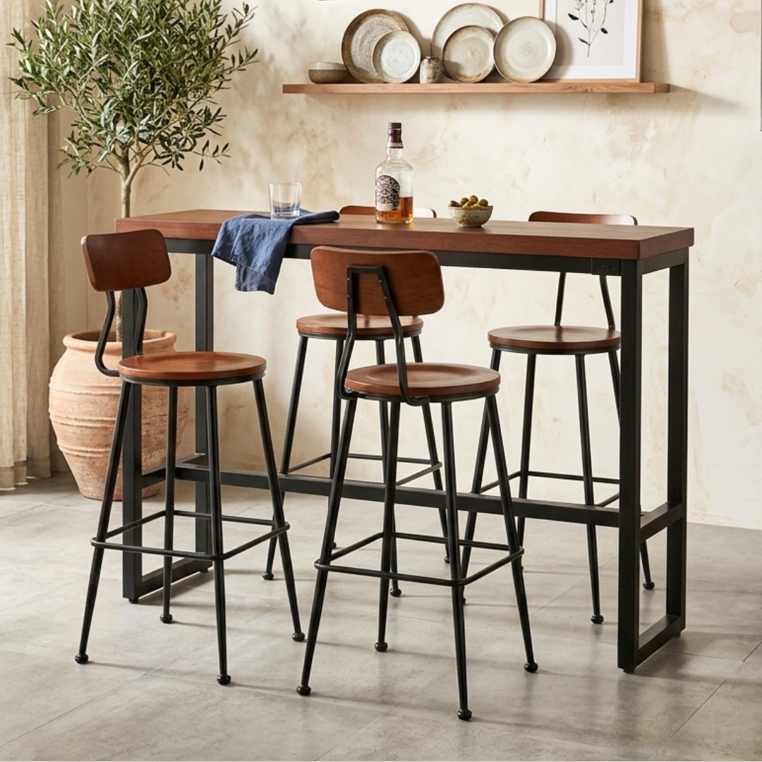 STELLAR BAR SET-3 STELLAR 2&4 Seater Counter Bar Set-Walnut - Image 1