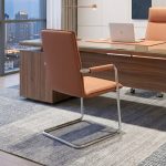 T8302 PU Cushion Visitor Chair-Brown - Image 2