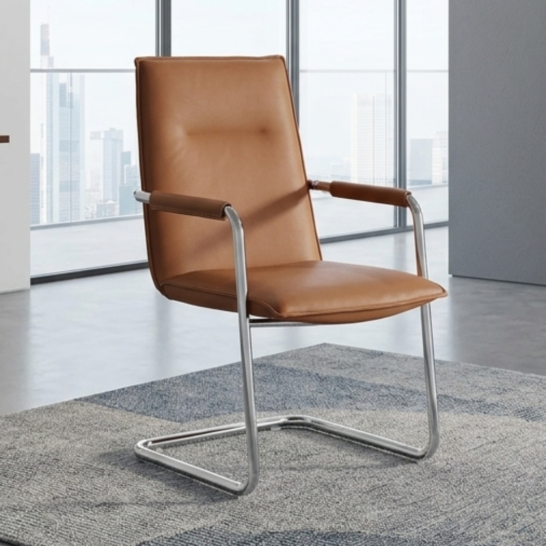 T8302 VISITOR-4 T8302 PU Cushion Visitor Chair-Brown - Image 1