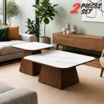 TENNEY Glasstop Nesting Coffee Table-Walnut