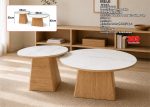 TENNEY Round Glasstop Nesting Coffee Table-Oak - Image 2