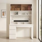 TOBI 120cm Wooden Study Desk With Hutch-White