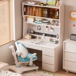 TOBI 120cm Wooden Study Desk With Hutch-White - Image 2