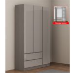 TRENCH 3 Door 2 Drawers High Gloss Wardrobe-Grey - Image 2