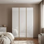 TRENCH 3 Door High Gloss Wardrobe-Oak+White