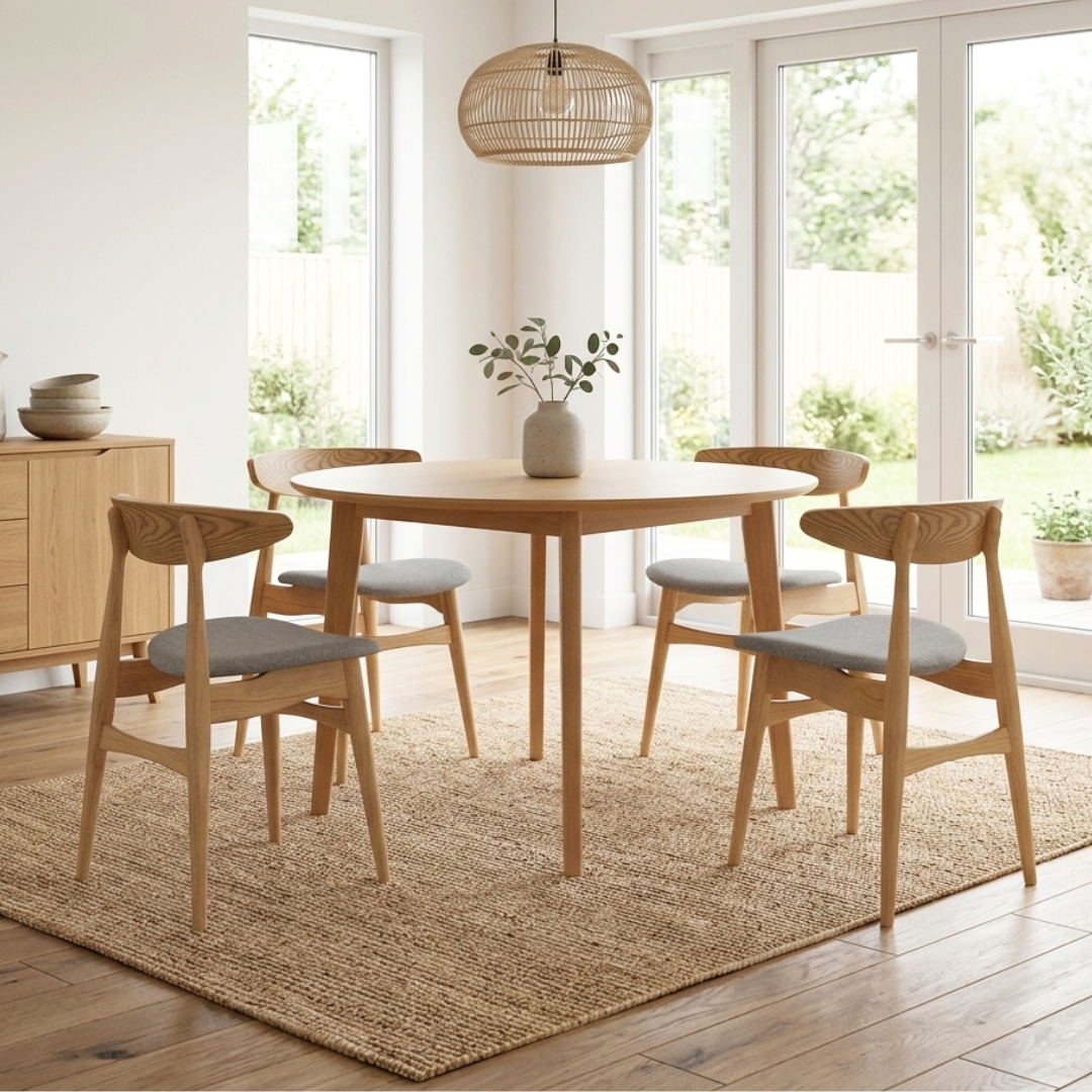 TRICIA RD NTR-1 TRICIA 4 Seater Round Dining Set-Natural - Image 1