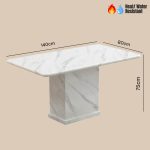TWINE 140cm Marble Dining Table - Image 8