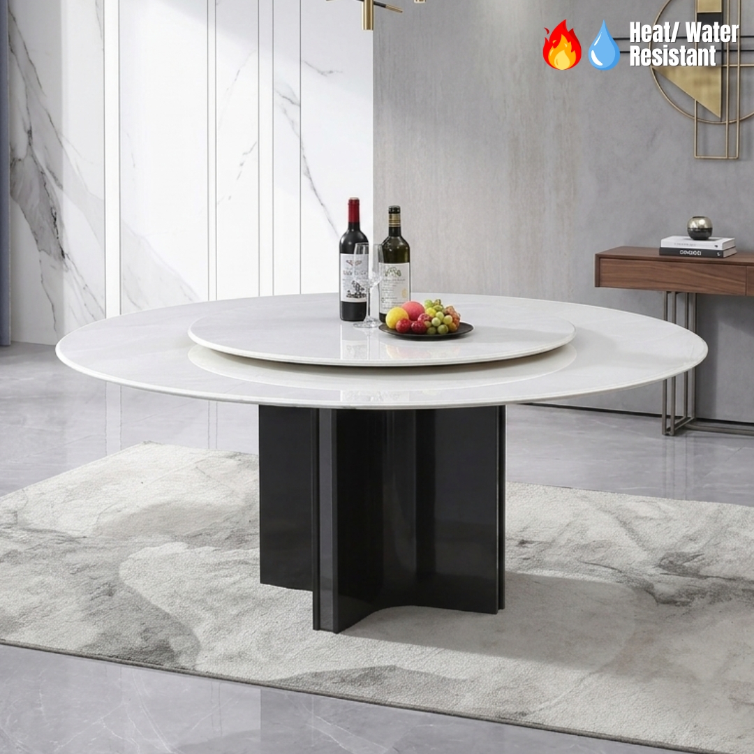 VANE TABLE-1 VANE D135/150cm Crystal Marble Round Table - Image 1