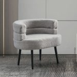 VELDT Fleece Fabric Lounge Chair-Grey - Image 2