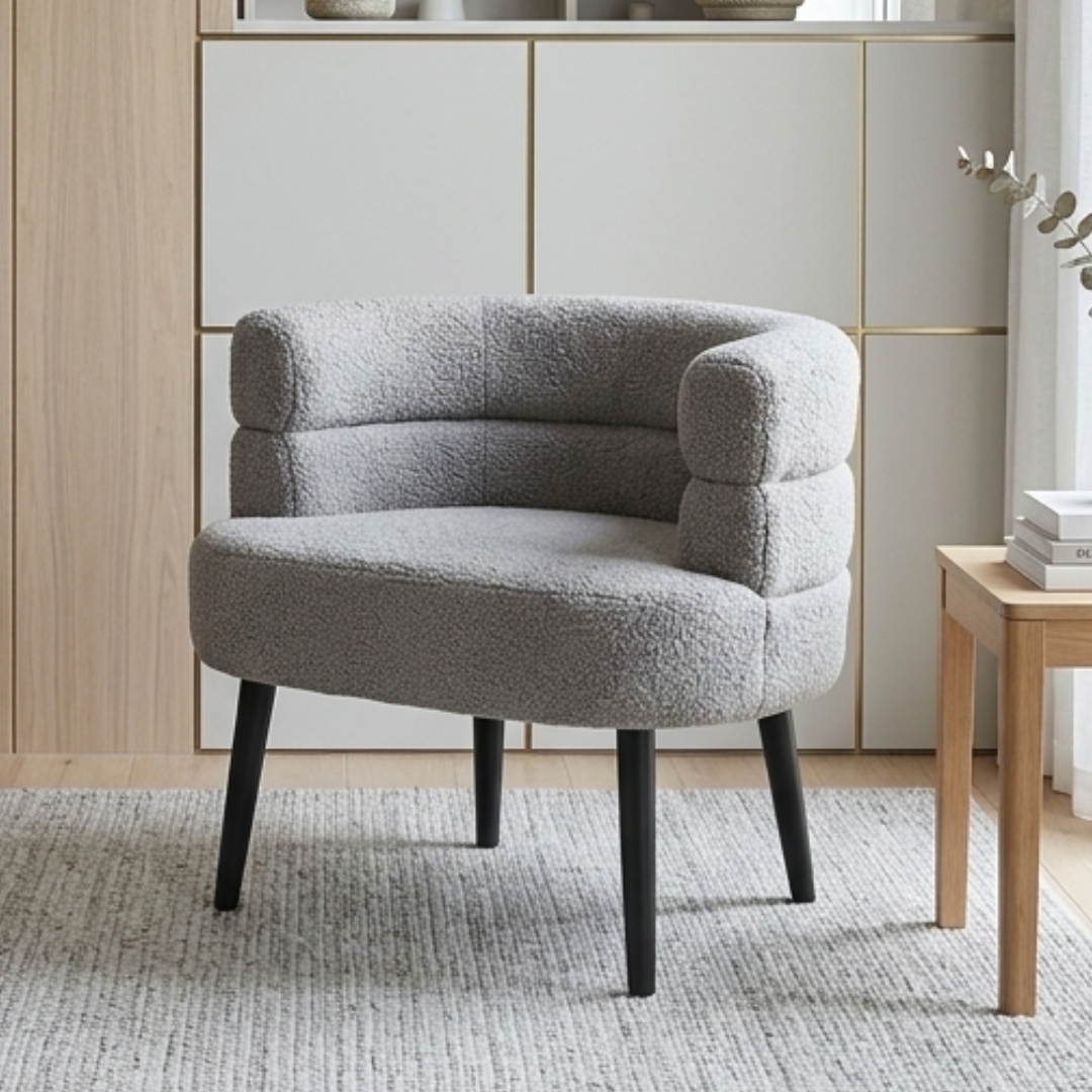 VELDT 1417-2 VELDT Fleece Fabric Lounge Chair-Grey - Image 1