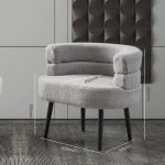 VELDT Fleece Fabric Lounge Chair-Grey - Image 3