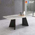 VIVO 160cm Boat Shaped Crystal Marble Dining Table