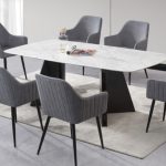 VIVO 160cm Boat Shaped Crystal Marble Dining Table - Image 3